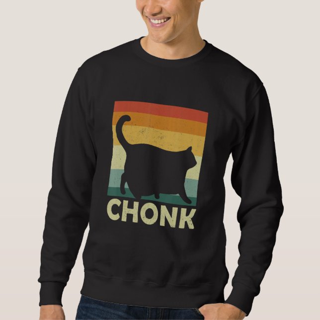 Chonky Cat Meme Cat Owner Chonk Cat Lång Ärmad Tröja (Framsida)
