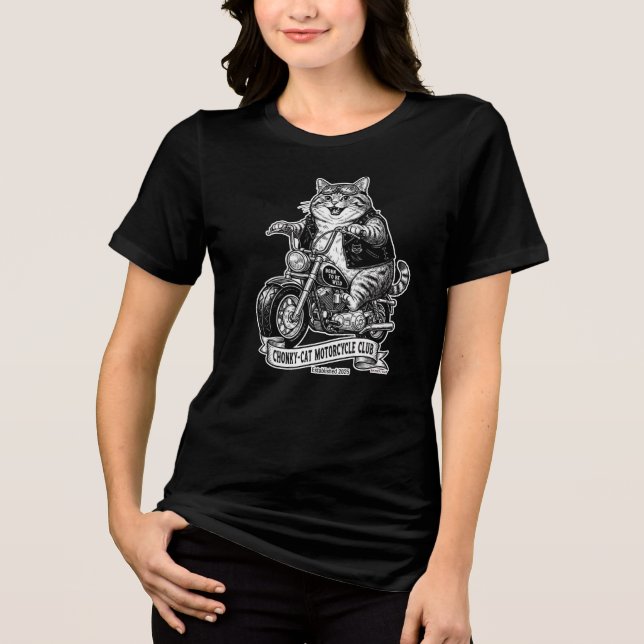 Chonky-Cat Motorcykelklubb T Shirt (Framsida)