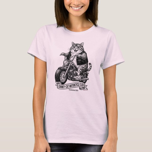 Chonky-Cat Motorcykelklubb T Shirt (Framsida)