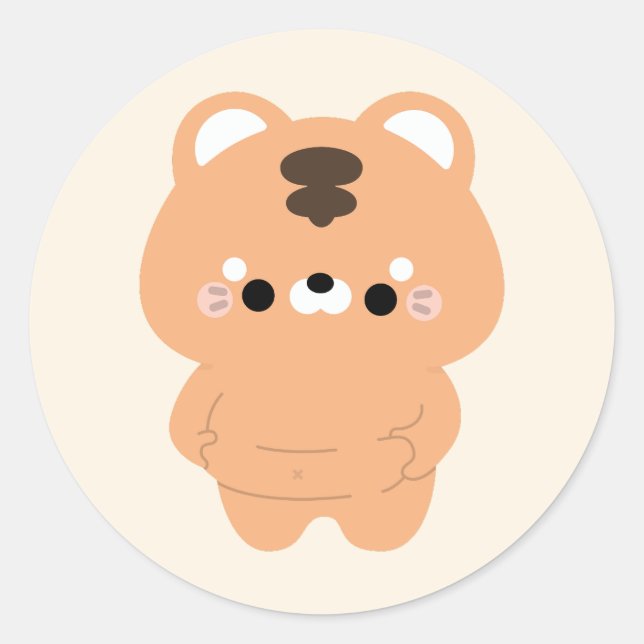 Chonky Tiger Runt Klistermärke (Framsida)