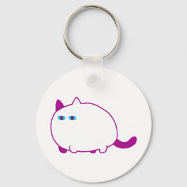 Chonky White Cat Keychain Nyckelring