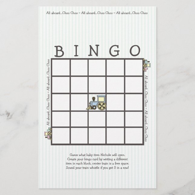 Choo Choo Baby Bingo Shower Game (Framsida)