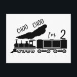 Choo Choo jag är 2, 2-års födelsedags pojke Vykort<br><div class="desc">Choo Choo jag är 2,  2-års födelsedag,  pojke tåg design,  två år gammal slogan,  transport fest pojke present Standard vykort Klassisk samling.</div>