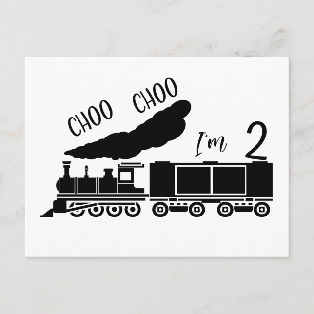 Choo Choo jag är 2, 2-års födelsedags pojke Vykort (Framsida)