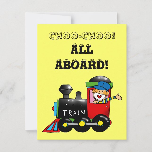 choo choo tåg 1:a födelsedagen party inbjudningar (Framsida)