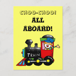 choo choo tåg 1:a födelsedagen party inbjudningar