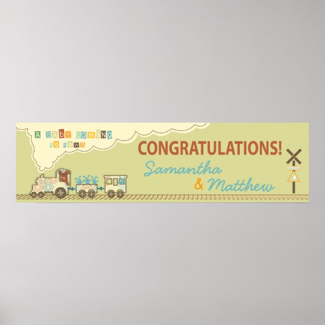Choo Choo Tåg Baby Shower Banner Poster (Framsidan)