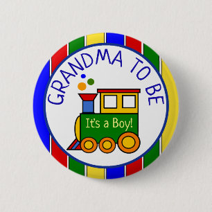 Choo Choo Tåg Baby Shower Grandma to BE Knapp