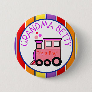 Choo Choo Tåg Baby Shower Grandma to BE Knapp