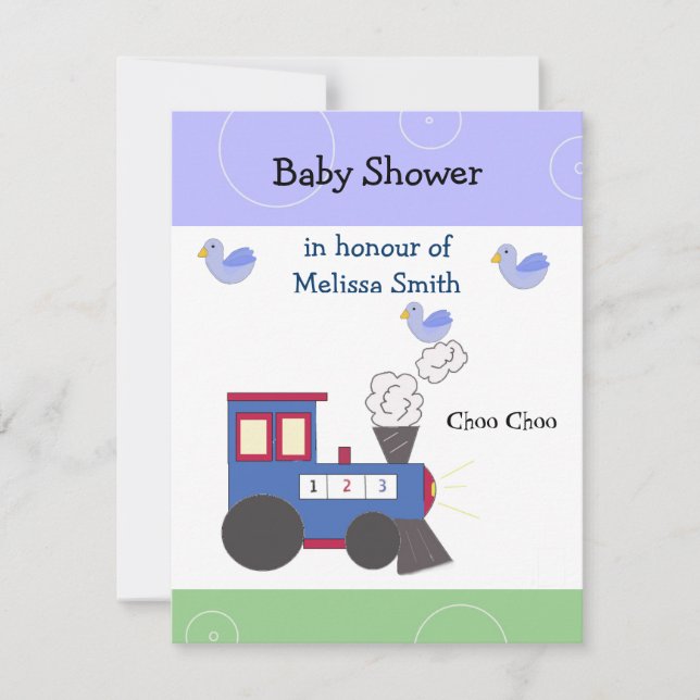 Choo Choo Tåg Baby Shower Inbjudningar (Framsida)