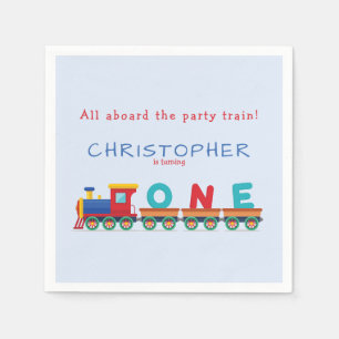 Choo Choo Tåg Boys 1st Birthday Blue Party Pappersservett
