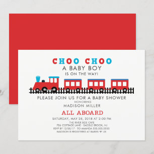 CHOO CHOO Tåg Boys Baby Shower-inbjudan Inbjudningar