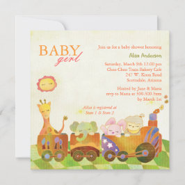 Choo Choo Tåg Flicka Baby Shower Inbjudningar