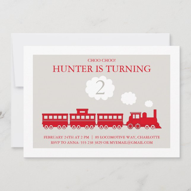 Choo Choo Tåg Födelsedagsfest inbjudan (Framsida)