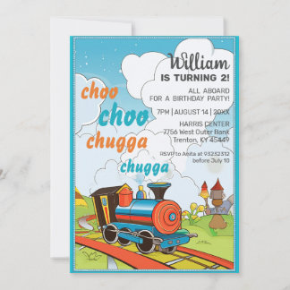 Choo Choo Tåg Kids Cute Tåg Biljett Birthday Inbjudningar