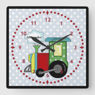 Choo Choo Tåg Nursery Wall Clock Fyrkantig Klocka
