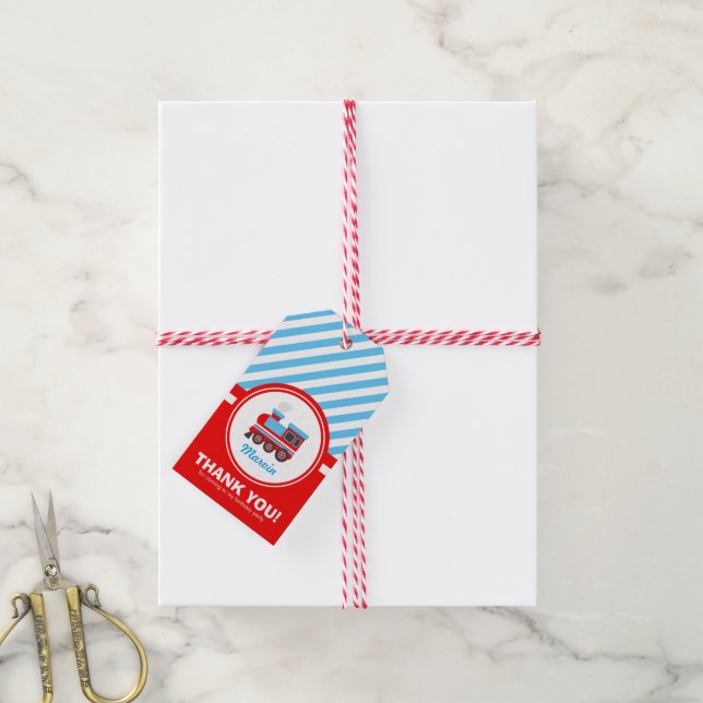 Choo Choo Tåg tackkort Presentetikett (Med Snöre)