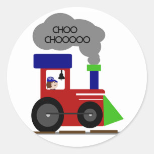 Choo Choo tågtshirts och gåvor Runt Klistermärke