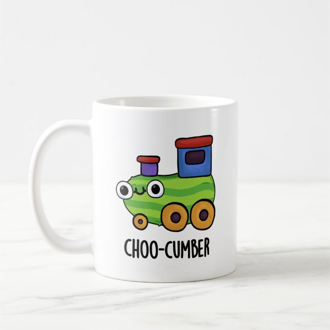 Choo cumber Funny Cucumber Pun Kaffemugg (Vänster)