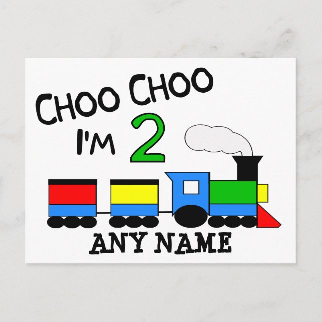 Choo, jag är 2! Med TÅG Vykort (Framsida)