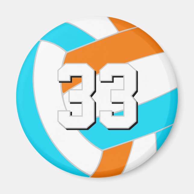 choose ANY team colors w jersey number volleyball Magnet (Framsidan)