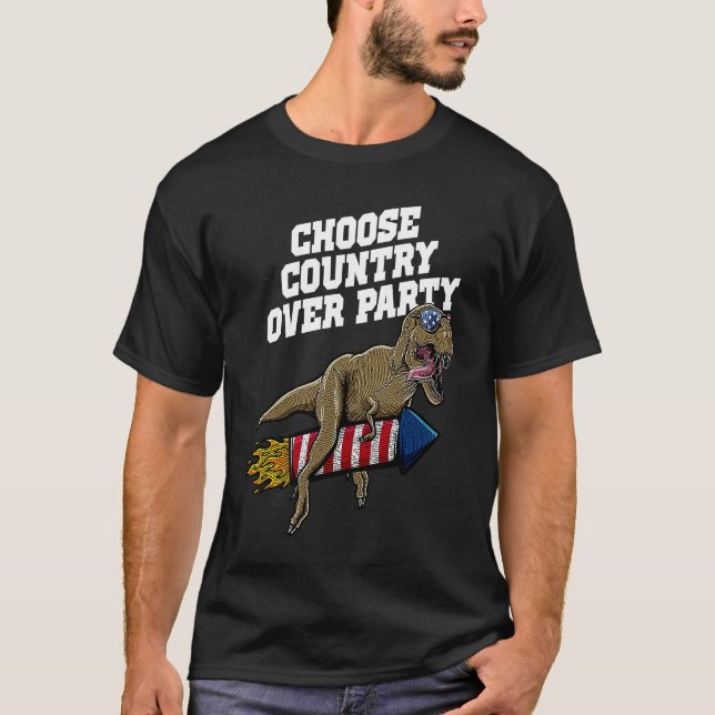 Choose Country over Party Proud Patriotic Honored  T Shirt (Framsida)