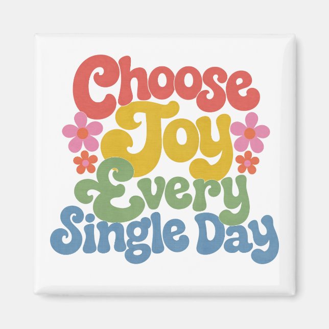 Choose Joy Every Single Day Retro Rainbow  Magnet (Framsidan)