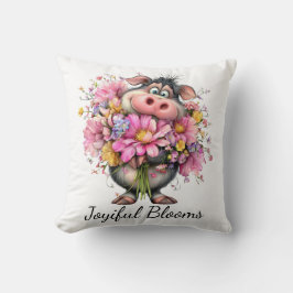 Choose Joy Floral Pig Throw Pillow Kudde