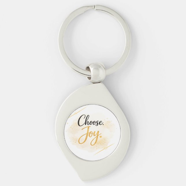 Choose Joy Metal Keychain Swirl Silverfärgad Nyckelring (Framsidan)