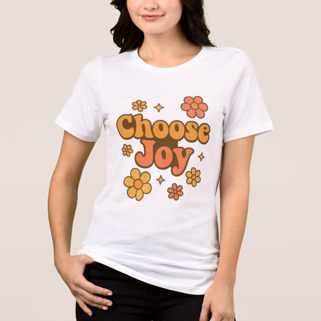 Choose Joy Minimalist Art - Positive Mindset Print T Shirt (Framsida)