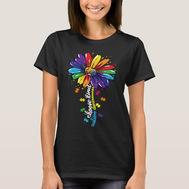 Choose Kind Autism Awareness Sunflower Mom Women K T Shirt (Framsida)
