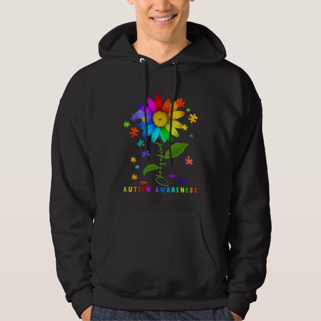 Choose Kind Autism Awareness Sunflower Puzzle For  Hoodie (Framsida)