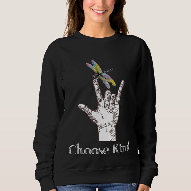 Choose Kind Dragonfly Hand ASL Sign Communicate Sp T Shirt (Framsida)
