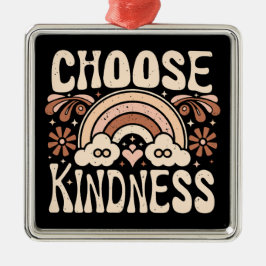 Choose kindness rainbow retro groovy hippie quotes julgransprydnad metall