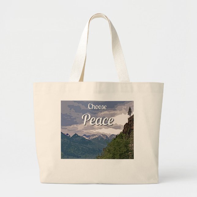Choose Peace Large Tote Bag Jumbo Tygkasse (Framsidan)