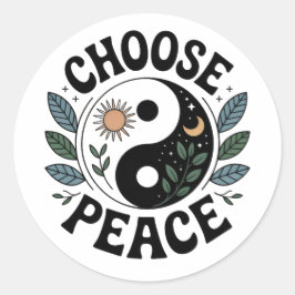 Choose Peace Yin-Yang Sticker Runt Klistermärke