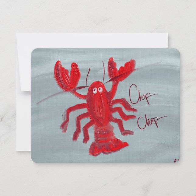 Chop Chop Lobster Oil Painted Note Card Anteckningskort (Framsida)