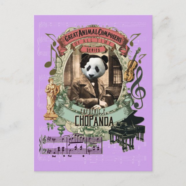 Chopanda Funny Panda Underbar Animal Composer Chop Vykort (Framsida)