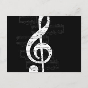 Chopin Nocturne Treble Clef Music Black White Vykort