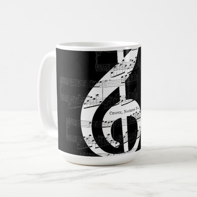 Chopin Romantic Nocturne Treble Clef Op. 9, No. 1  Kaffemugg (Framsida vänster)