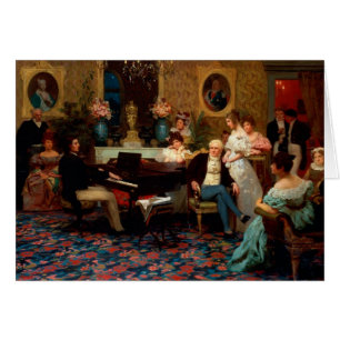 Chopin som leker pianot hälsningskort