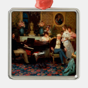 Chopin som leker pianot julgransprydnad metall