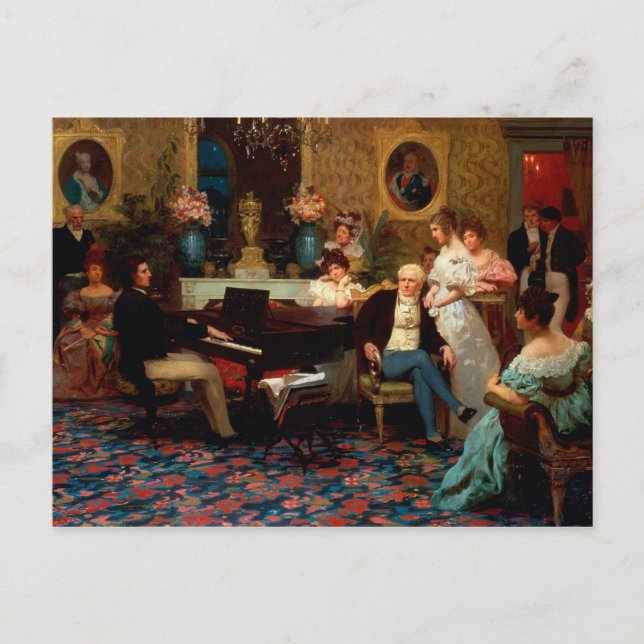Chopin som spelar Piano Vykort (Framsida)