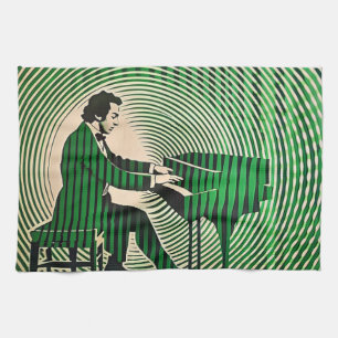 Chopin spelar Piano i optisk illusion stil Kökshandduk