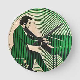 Chopin spelar Piano i optisk illusion stil Rund Klocka