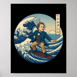 Chopins Clical Musiker Ukiyo-e Surfing Katakana Poster