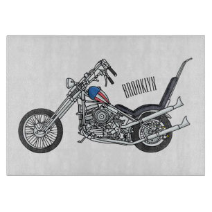 Chopper Motorcycle 1950 cartoon illustration