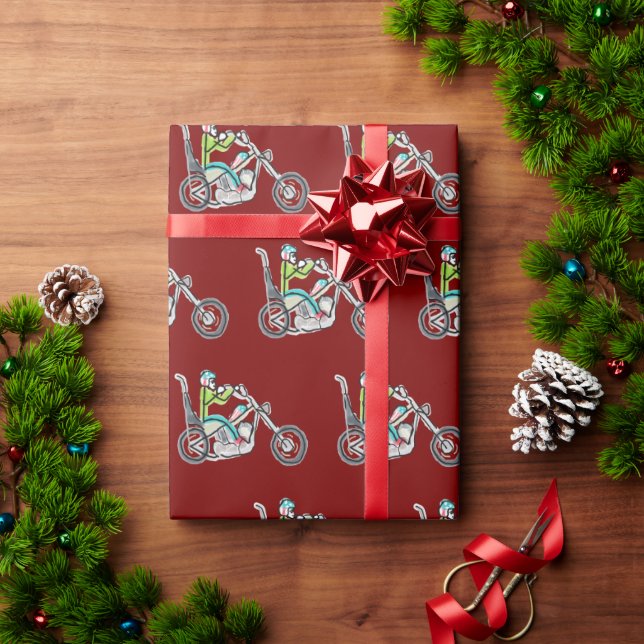 Chopper Motorcycle Stickman Presentpapper (Julgåva)