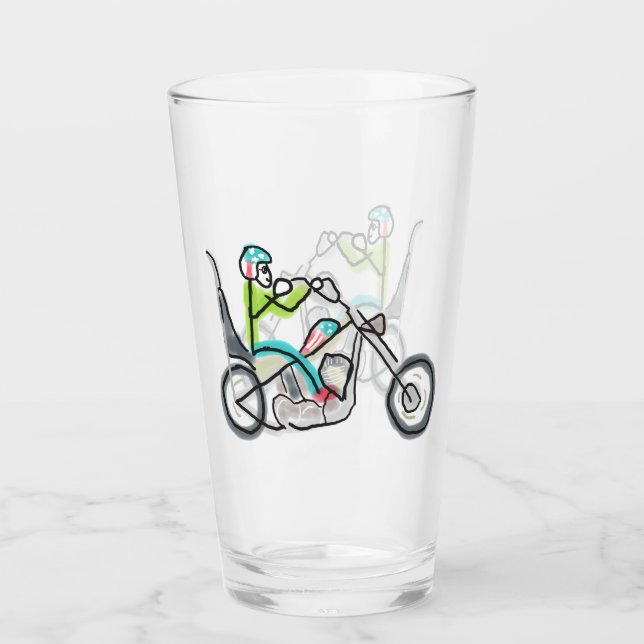 Chopper Motorcykel Stickman Glaskopp (Framsida)