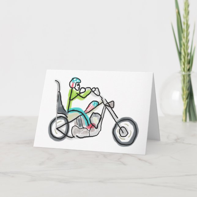Chopper Motorcykel Stickman Kort (Framsida)